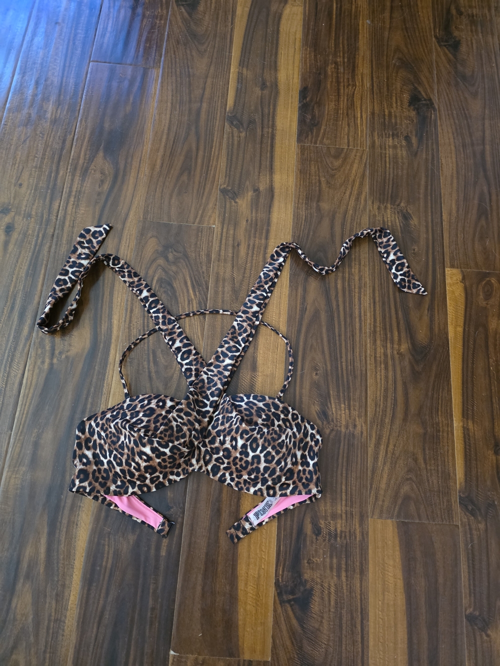 PINK Victoria's Secret Leopard Print Bikini Top - Brown & Black